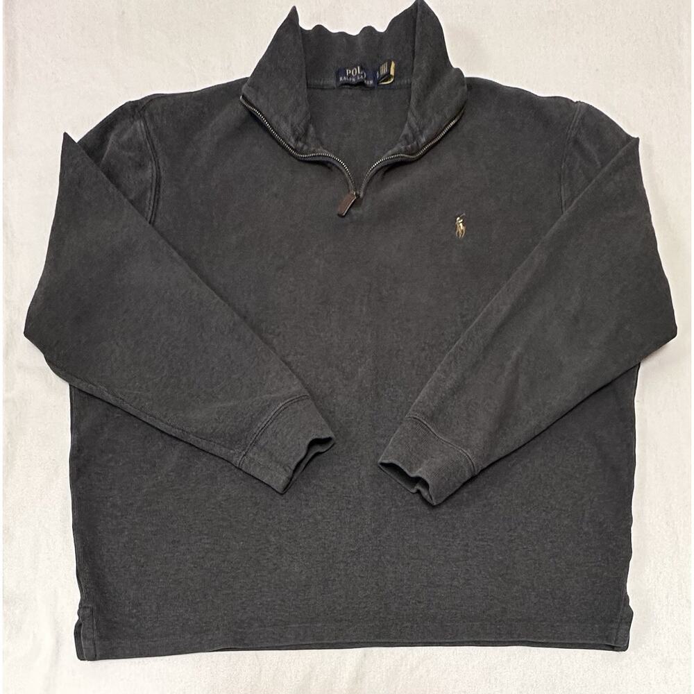 Polo Jeans Company Ralph Lauren Estate Ribbed Pullover Sweater Gray XL 1/4 Zip - Picture 1 of 9